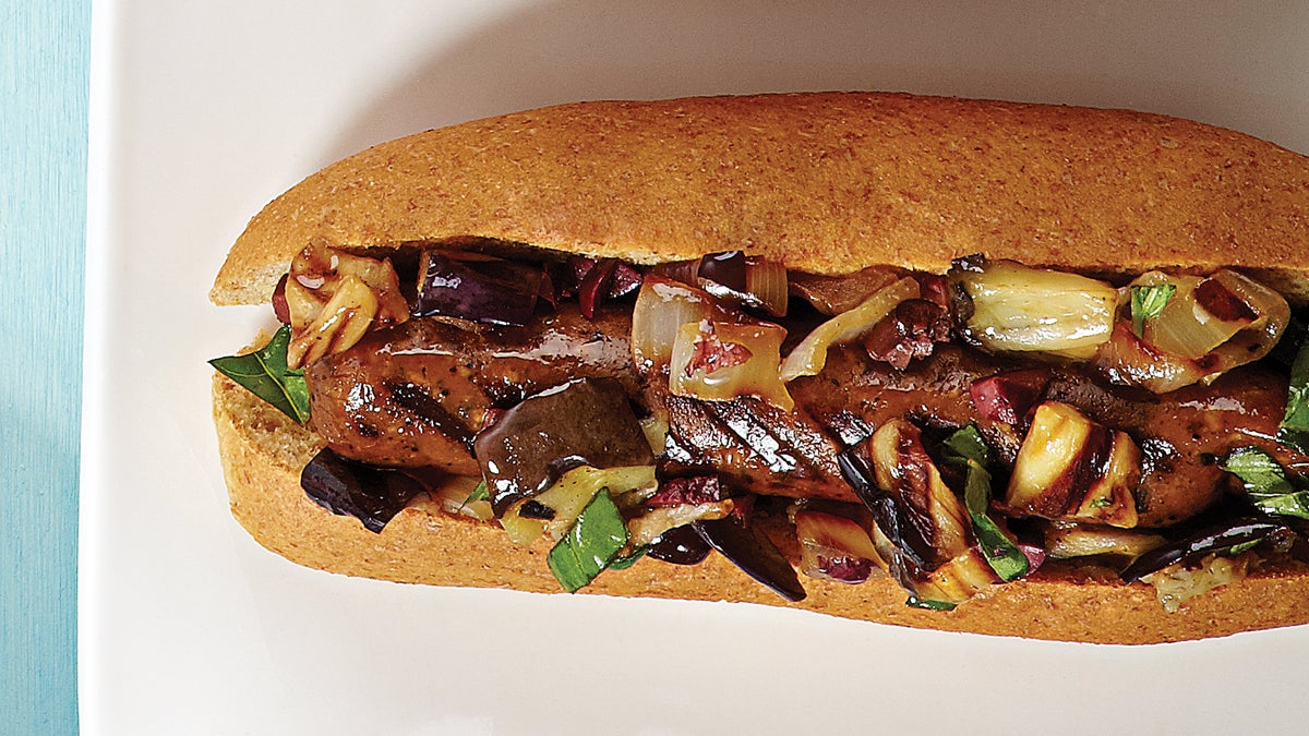 Chicken Sausages with Eggplant Caponata Recipe