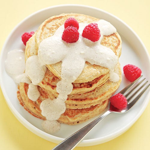 MultigrainPancakes with Raspberries & Ricotta Sauce