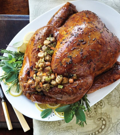 Pomegranate-Glazed Stuffed Roast Turkey image None