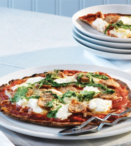 Sausage & Arugula Pita Pizzas image None