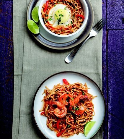 Spanish-Style Fideos with Shrimp or Egg image None