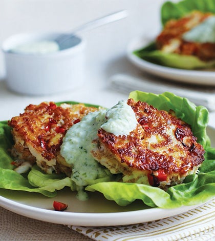 Crab Cakes with Creamy Cucumber Sauce image None