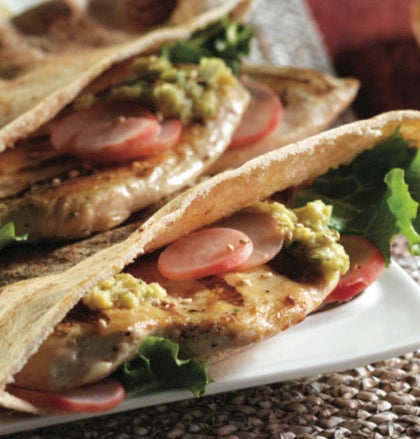Grilled Za’atar Chicken Pitas with Cilantro Hummus image None