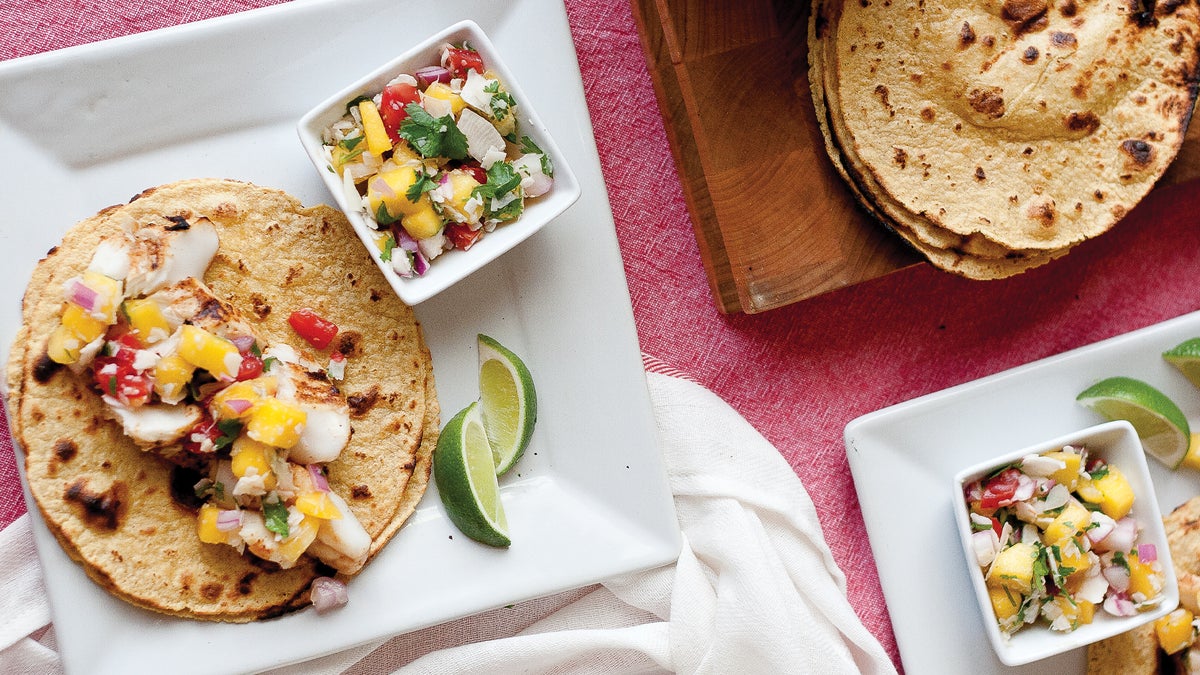 Chipotle Lime Fish Tacos with Mango Coconut Salsa