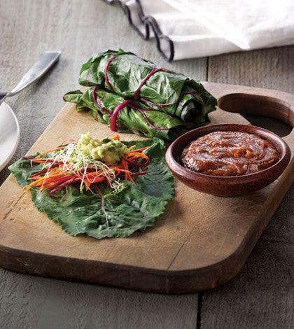 Swiss Chard Wraps with Almond Lime Dip image None