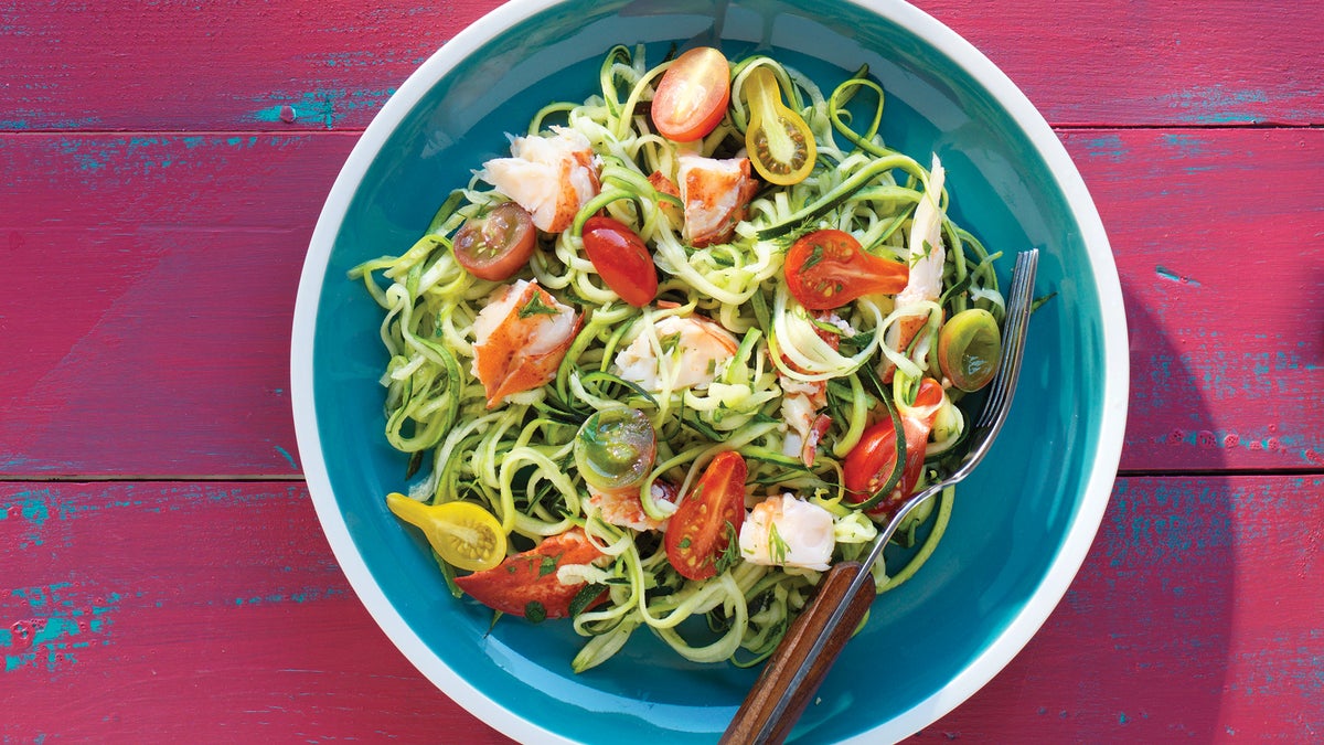 Garlic Herb Zucchini Noodles with Lobster Recipe
