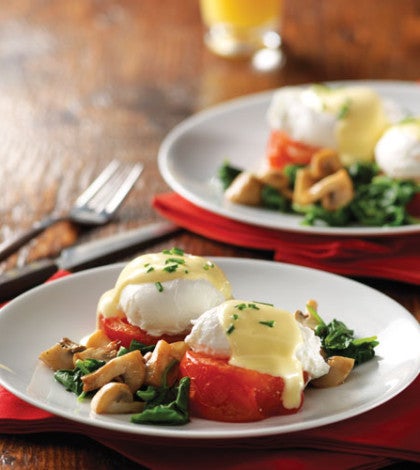 Eggs Florentine with Roasted Tomatoes & Mushroom Spinach Sauté image None