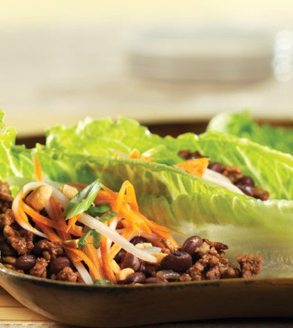 Asian Beef Lettuce Cups with Carrot & Daikon Slaw image None