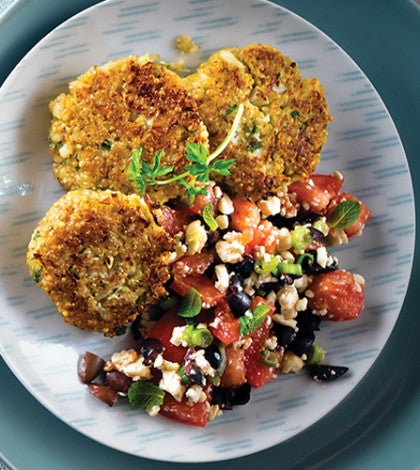 Cauliflower & Quinoa Patties with Mediterranean Salad image None