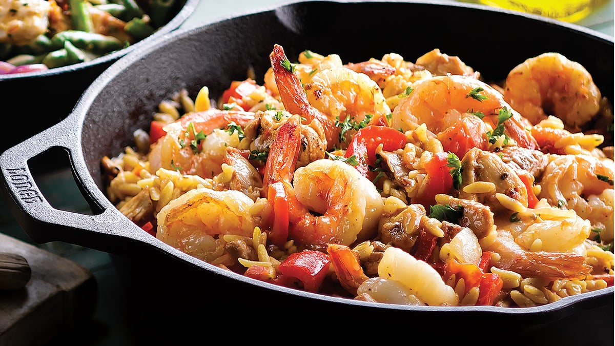 Chicken & Shrimp Orzo Paella Recipe