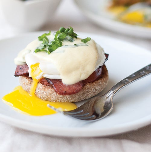 Classic Eggs Benedict with Lemon Basil Hollandaise