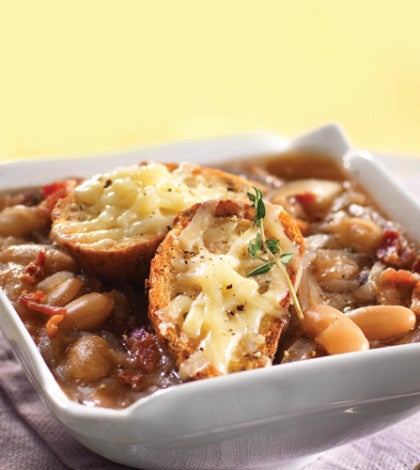 French Onion Soup with Bacon & Cheesy Baguette image None