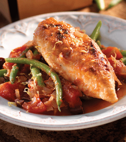 Braised Chicken Breasts & Green Beans with Tomatoes & Lemon image None
