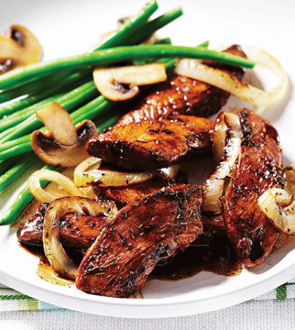 Balsamic Chicken with Lemony Beans and Mushrooms image None