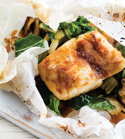 Ginger Soy Cod en Papillote with Shiitakes & Green Onions image None