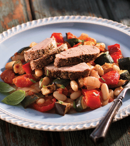 Roasted Pork Tenderloin & Ratatouille with Cannellini Beans image None