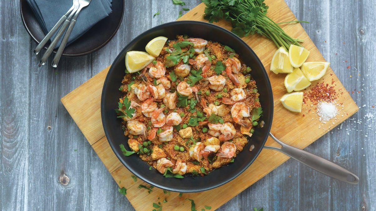 Chicken Surf 'N' Turf Quinoa Paella Recipe