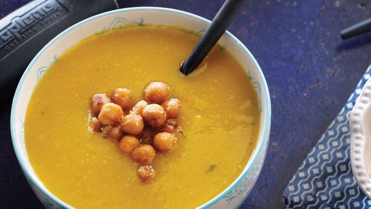 Ginger Acorn Squash Soup with Spicy Chickpeas Ginger Acorn Squash Soup with Spicy Chickpeas Recipe
