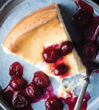Chestnut-Crusted Cheesecake with Cranberry Sauce image None