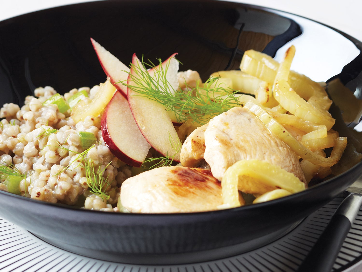 Buckwheat Risotto With Sauteed Chicken Fennel