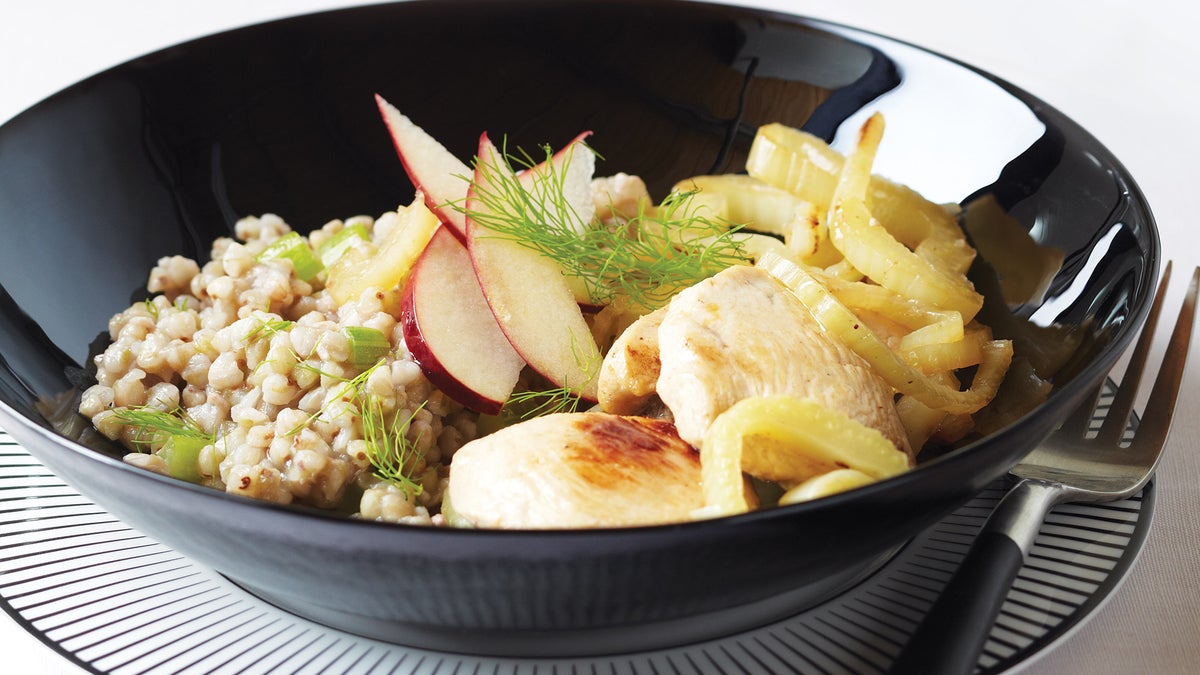 Buckwheat Risotto with Sauteed Chicken & Fennel