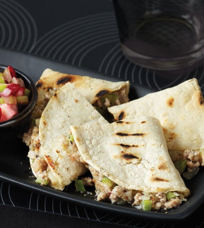 Rosemary-Scented Turkey Quesadillas with Cranberry Salsa image None