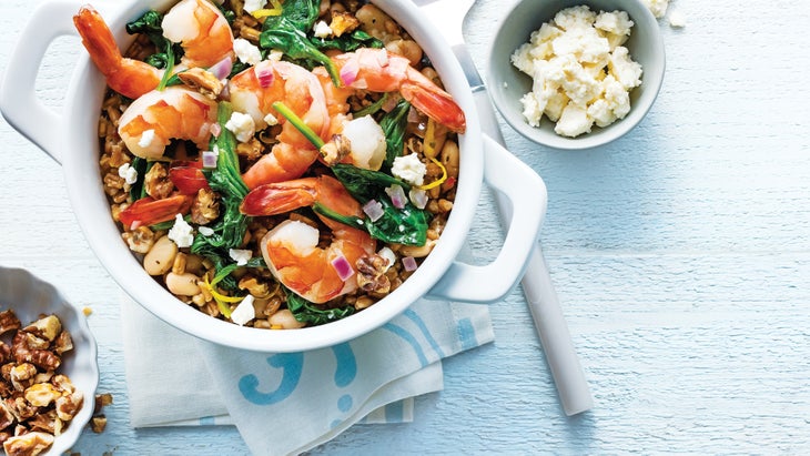 Mediterranean Shrimp and Farro Pilaf recipe