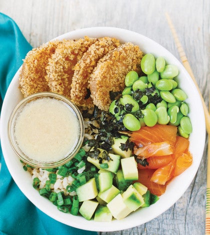 Smoked Salmon & Sweet Potato Sushi Bowls with Wasabi Dressing image None