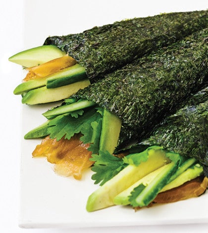Nori-Wrapped Salmon Hand Rolls with Wasabi Aioli image None