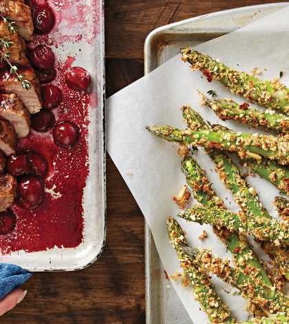 Balsamic Cherry Pork Tenderloin with Crispy Asparagus image None