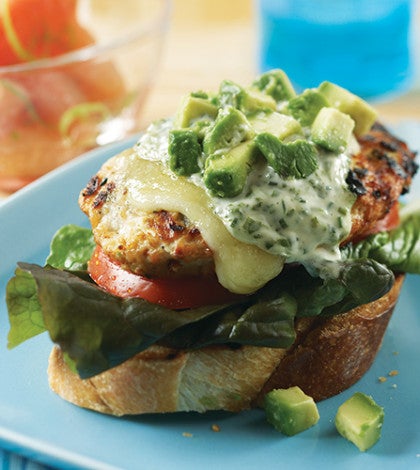 Chicken Burgers with Basil Yogurt Sauce image None