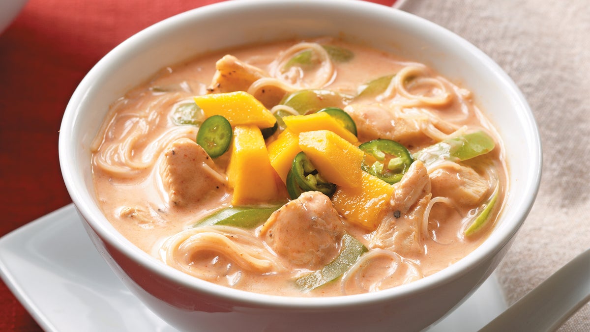 Red Curry Chicken Soup with Rice Noodles Recipe