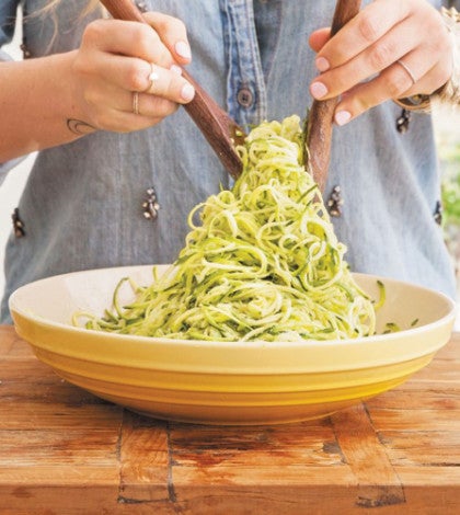 Zucchini Pasta with Almond Basil Pesto image None