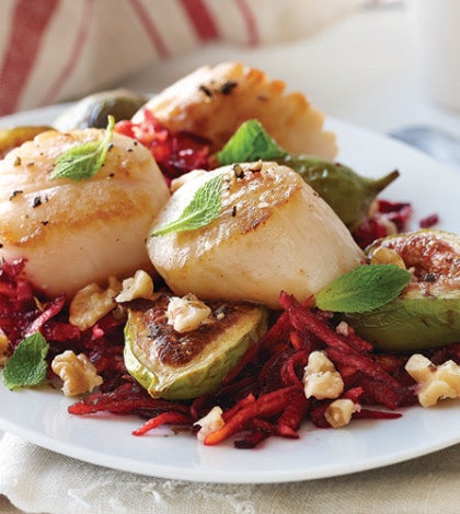 Shredded Beet Salad with Broiled Figs & Scallops image None