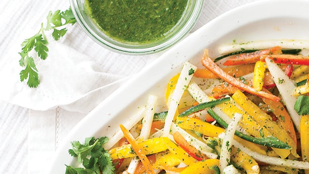 Mixed Pepper Slaw
with Mango, Jicama & Cilantro Lime Dressing Mixed Pepper Slaw
with Mango, Jicama & Cilantro Lime Dressing