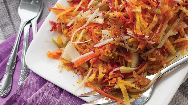 Root Vegetable & Apple Slaw
with Apricot Ginger Dressing Root Vegetable & Apple Slaw
with Apricot Ginger Dressing