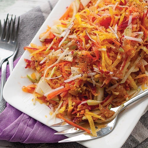 Root Vegetable & Apple Slaw  with Apricot Ginger Dressing