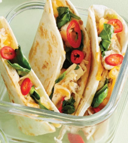 Chicken and Spinach Quesadillas with Avocado Dipping Sauce image None