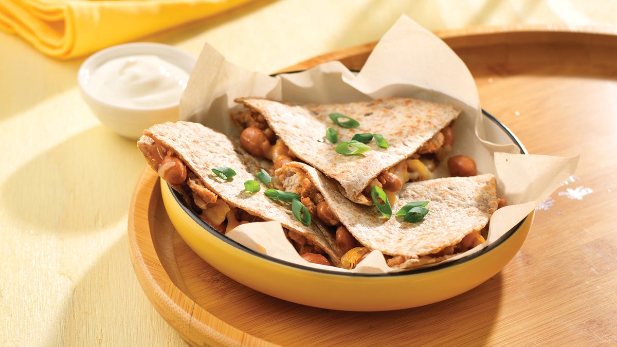 Chile Chicken & Pinto Bean Quesadillas
