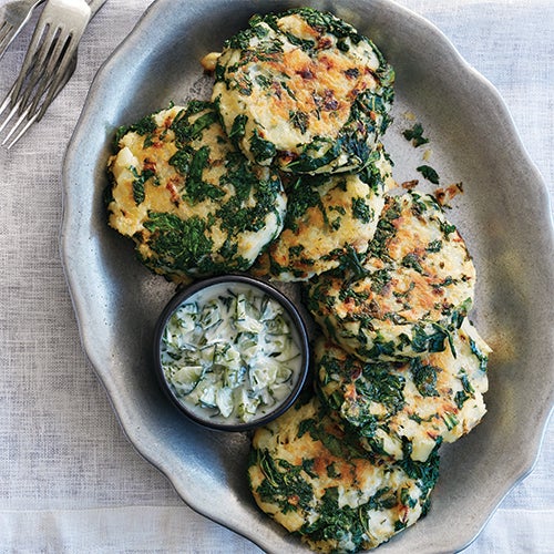 Bubble & Squeak Kale & Potato Patties with Cucumber Raita