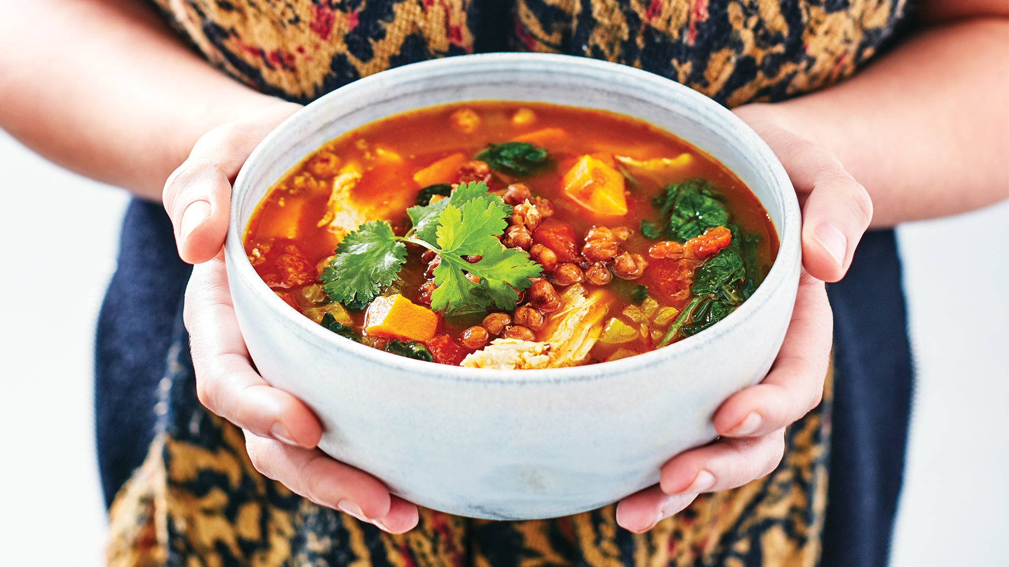 Moroccan Chicken & Vegetable Soup with Chickpea Croutons Recipe