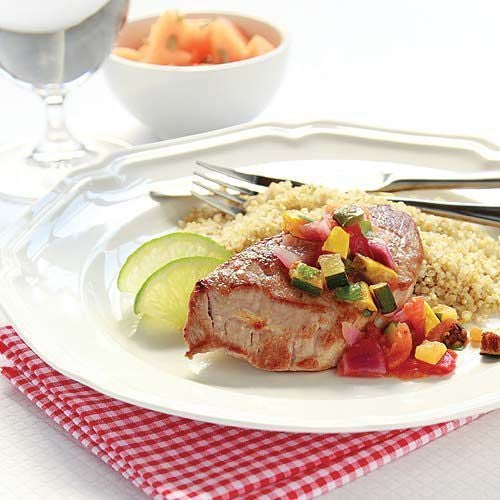 Pork Steaks With Roasted Summer Squash Salsa