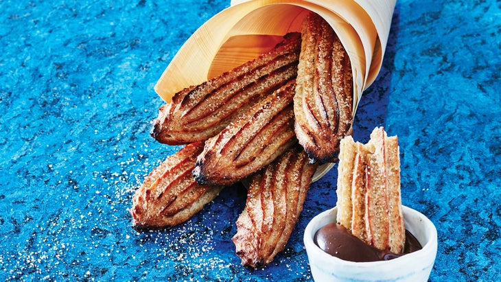 Baked Churros with Chile Chocolate Sauce 69 web None