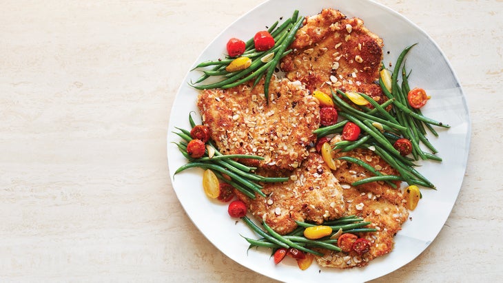 Hazelnut Chicken Schnitzel with Garlicky Green Beans 69 web clean chicken recipe