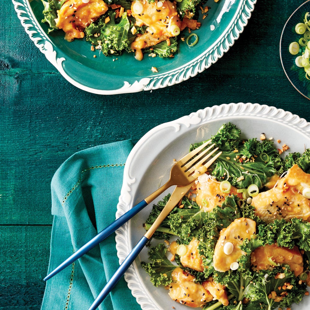 Ginger Apricot Chicken with Garlicky Greens-image