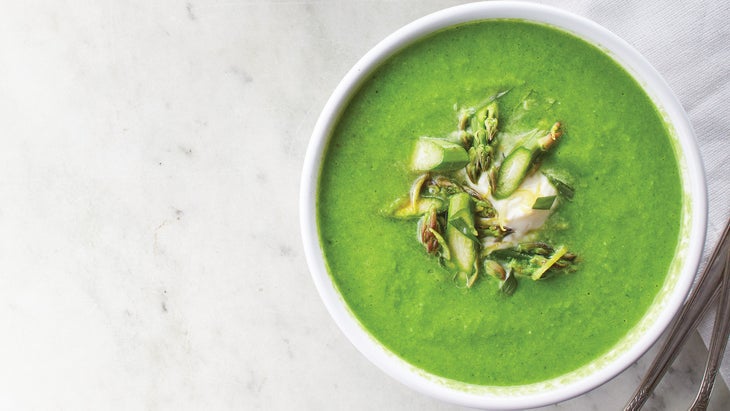 Spinach Pea Soup with Shaved Asparagus recipe