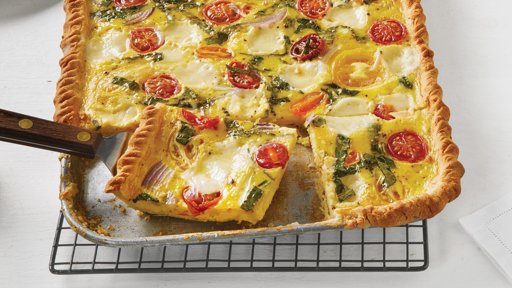 High-Protein Margherita Sheet Pan Quiche recipe