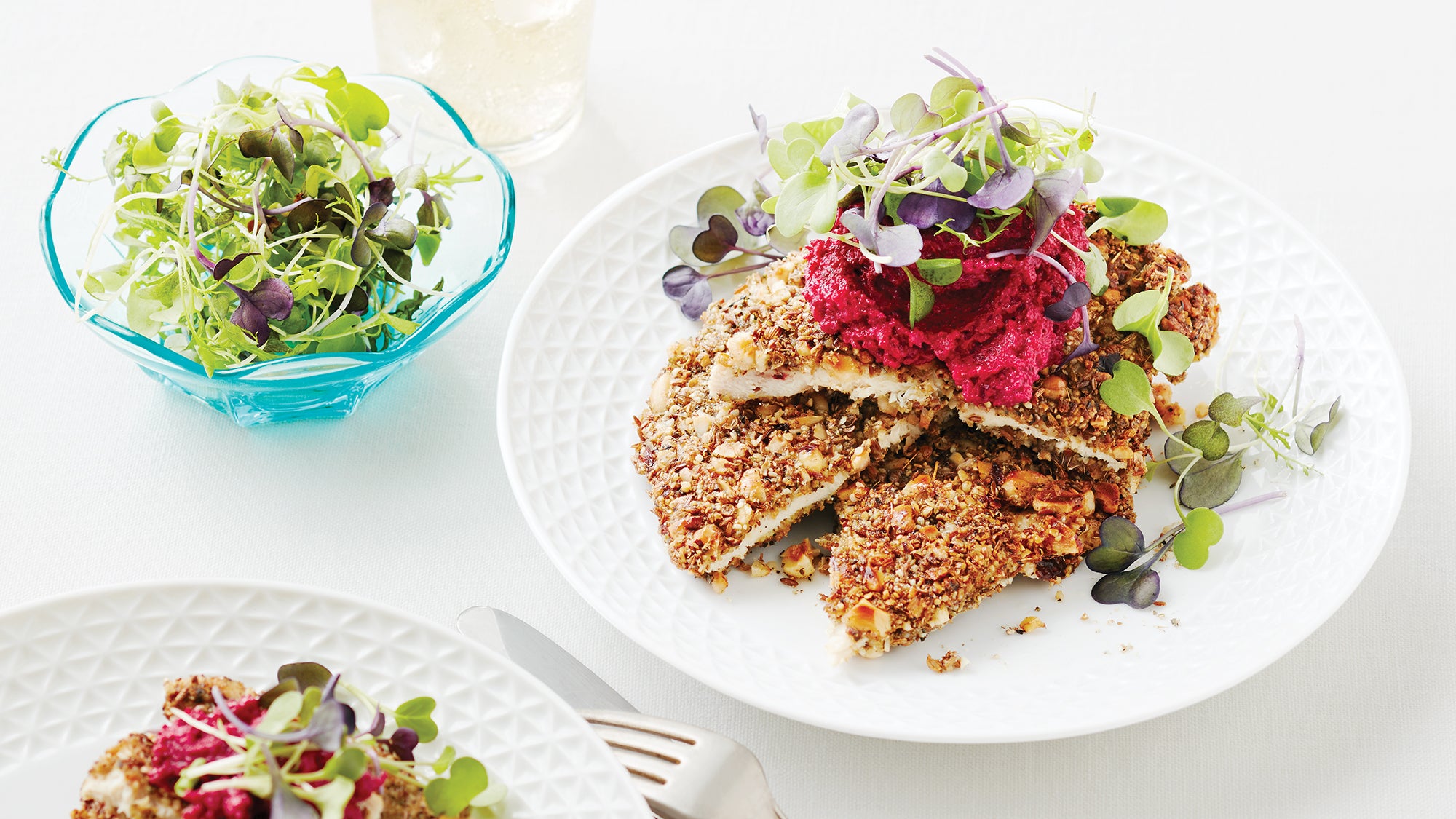 Dukkah Chicken Breasts with Beet Moutabel