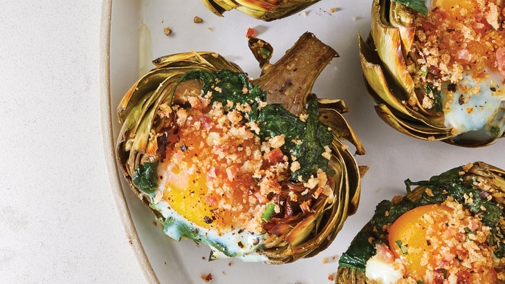 Baked-Eggs-in-Artichokes-with-Bacon-Chive-Bread-Crumbs_81-web Baked Eggs in Artichokes with Bacon Chive Bread Crumbs recipe