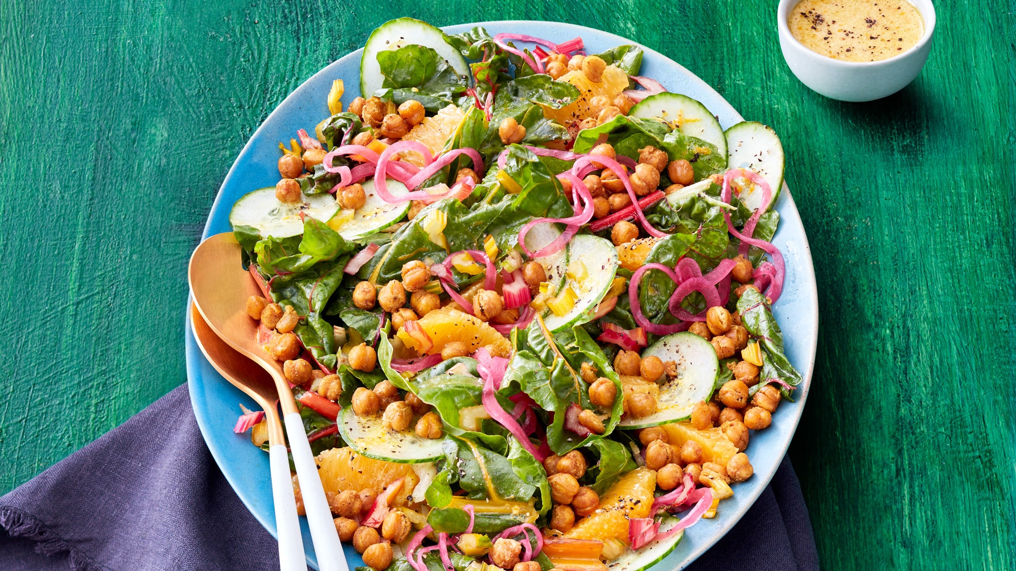 Swiss Chard & Curried Chickpea Salad with Orange Vinaigrette recipe